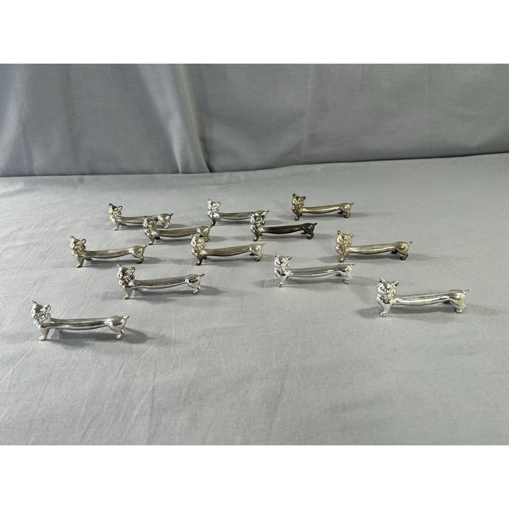 vintage silver-plated cat-shaped knife rests lot 12 Holiday Whimsical Art Deco